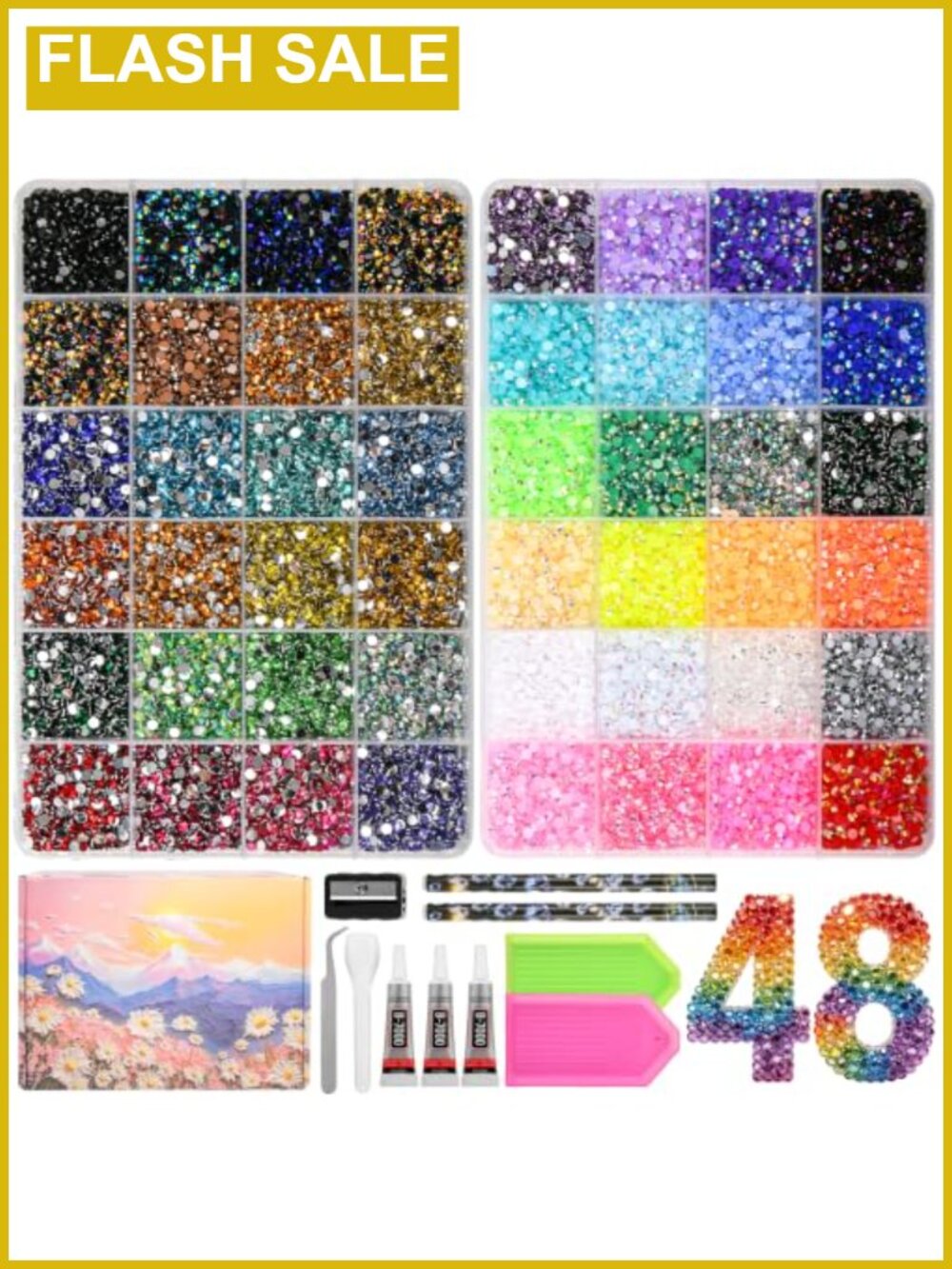 55000Pcs Rhinestone Bedazzling Kit 3mm Resin Gems DIY Nail Art Crafts